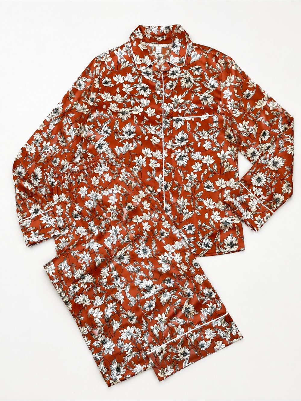 La Ligne x Target Floral Satin Pajama Set S Button Front Lounge Sleepwear